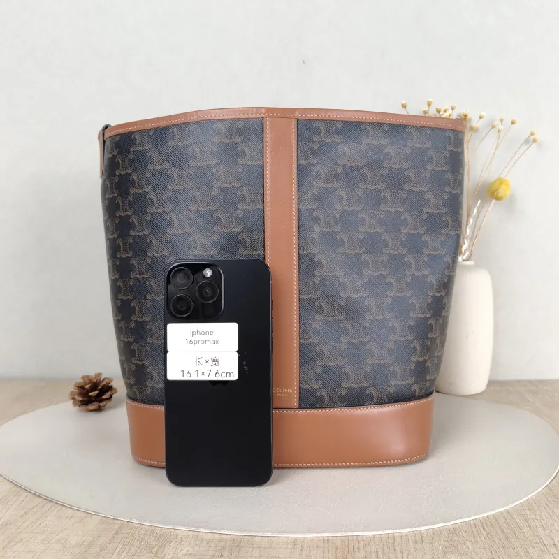 CELINE Crossbody Bag Triomphe Bucket Bag Monogram PVC Medium 24 × 18 × 27 cm — cover view 5 of 5
