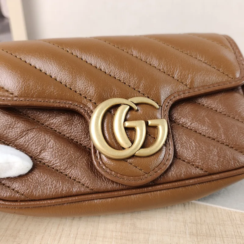 GUCCI Crossbody Bag GG Marmont Mini Marmont Mini Caramel Calfskin Mini 16.5 × 4.5 × 9.5 cm — detail view 6 of 12