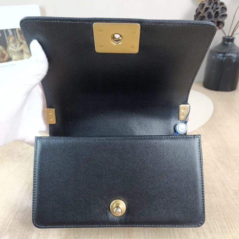 Chanel Crossbody Bag Le Boy​ Black Grained Calfskin Small 20.5 × 8.5 × 12 cm — detail view 6 of 12