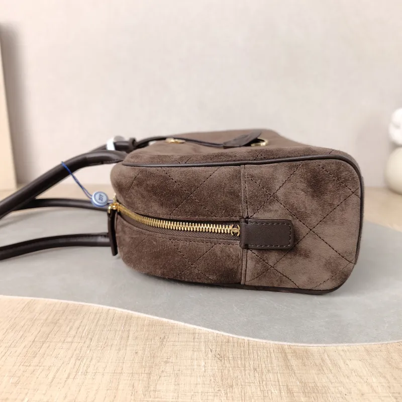 Chanel Shoulder Bag Bowling Bag Brown Suede Medium 30 × 9 × 17 cm — detail view 9 of 13