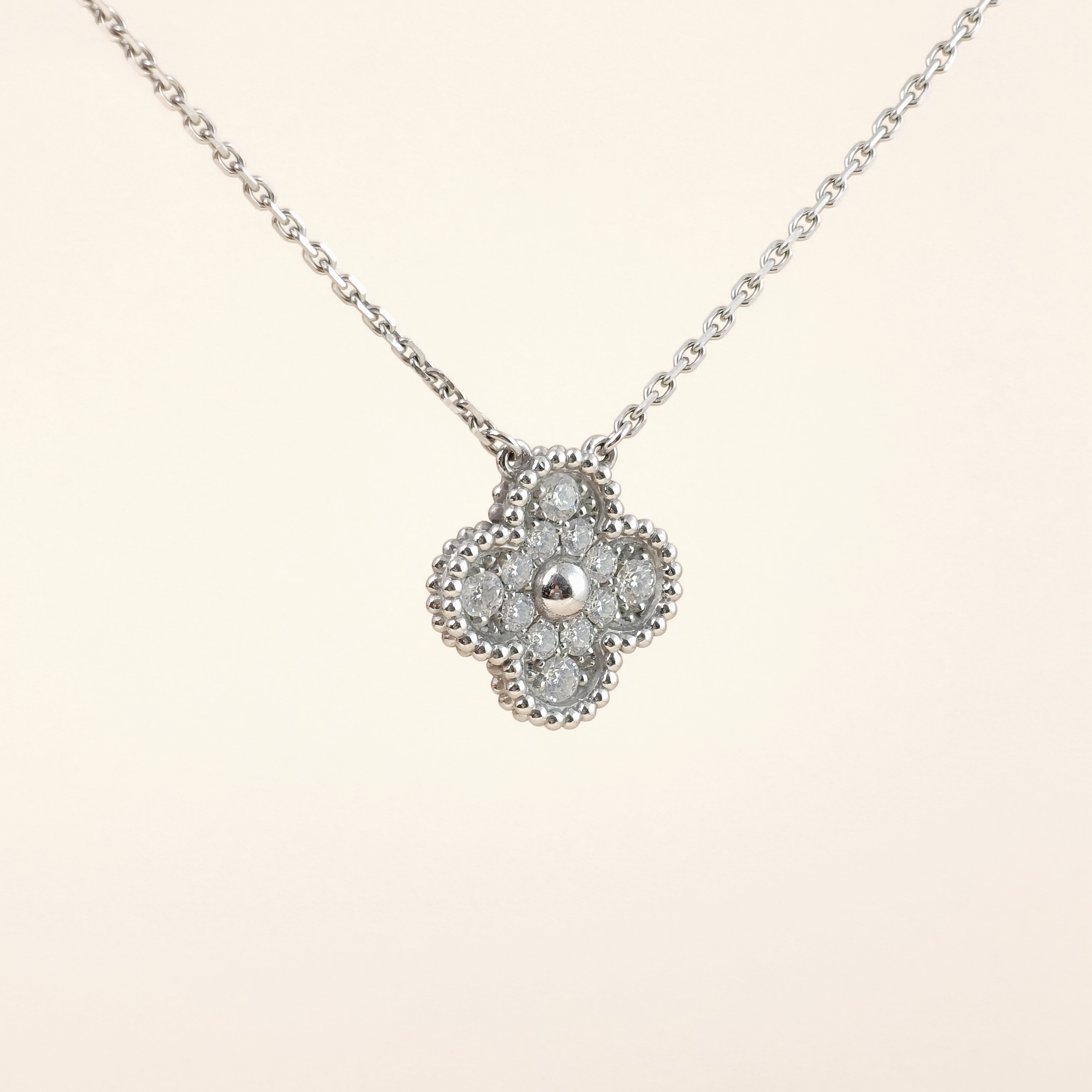 Van Cleef & Arpels Necklace Alhambra White Gold18KW hite Gold Diamond Vintage Small42cm — cover view 9 of 14