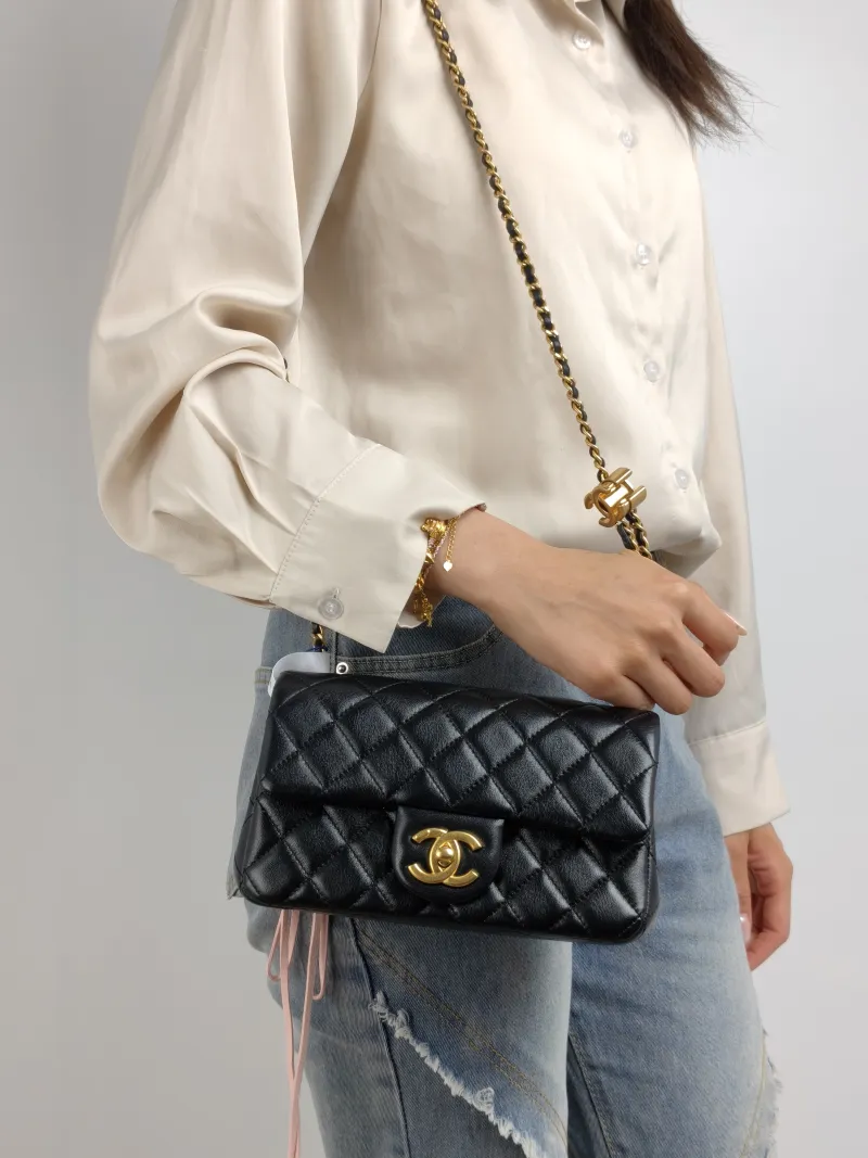 Chanel Crossbody Bag 25b c mini Black Lambskin mini 20 × 6 × 12 cm — on-model view 2 of 2