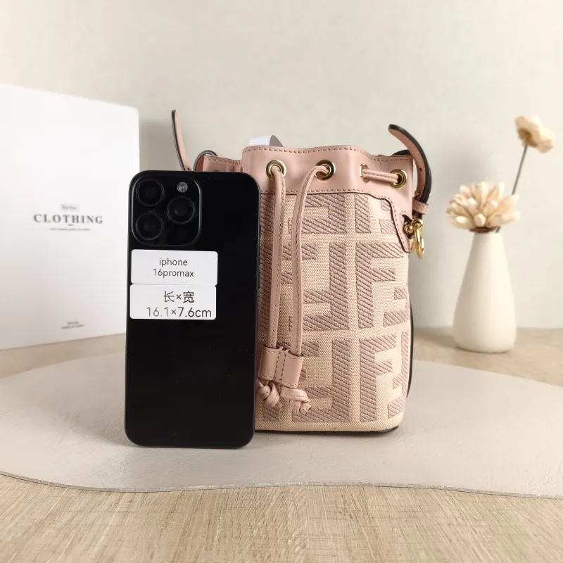 FENDI Crossbody Bag Mon Tresor Bucket Bag Pink Canvas Mini 12 × 10 × 18 cm — cover view 2 of 5