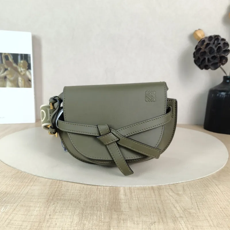 LOEWE Crossbody Bag Gate Dual Green Calfskin Mini 21 × 9.5 × 12.5 cm