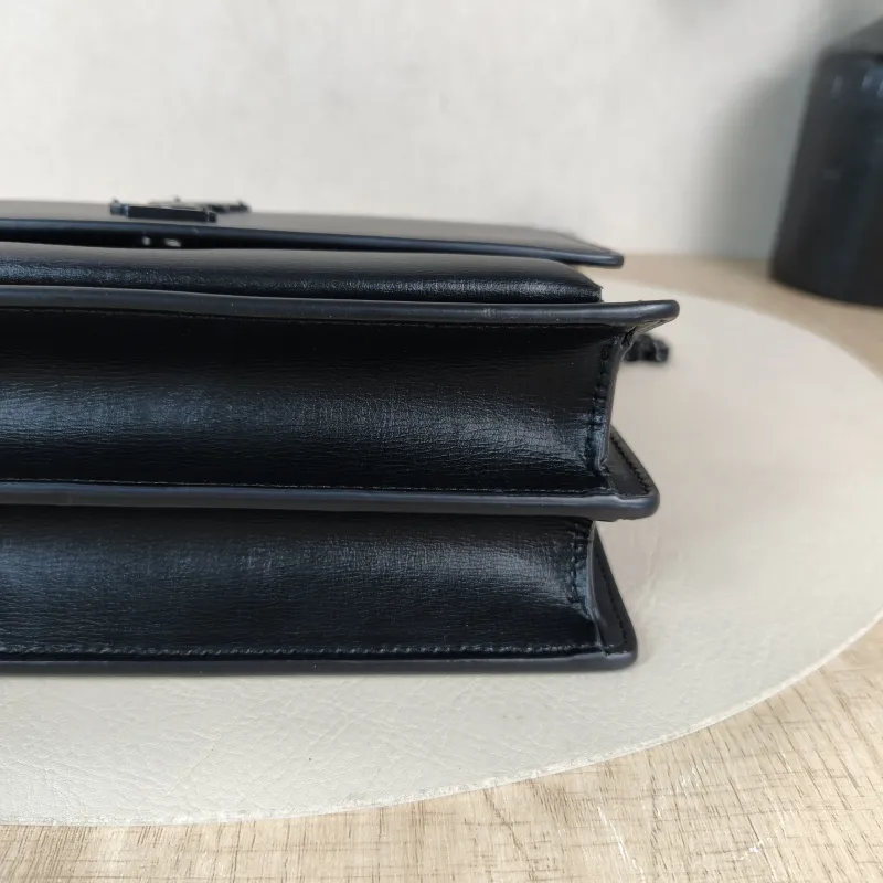 SAINT LAURENT Crossbody Bag SUNSET Black Calfskin Medium 22 × 6.5 × 16 cm — detail view 8 of 13