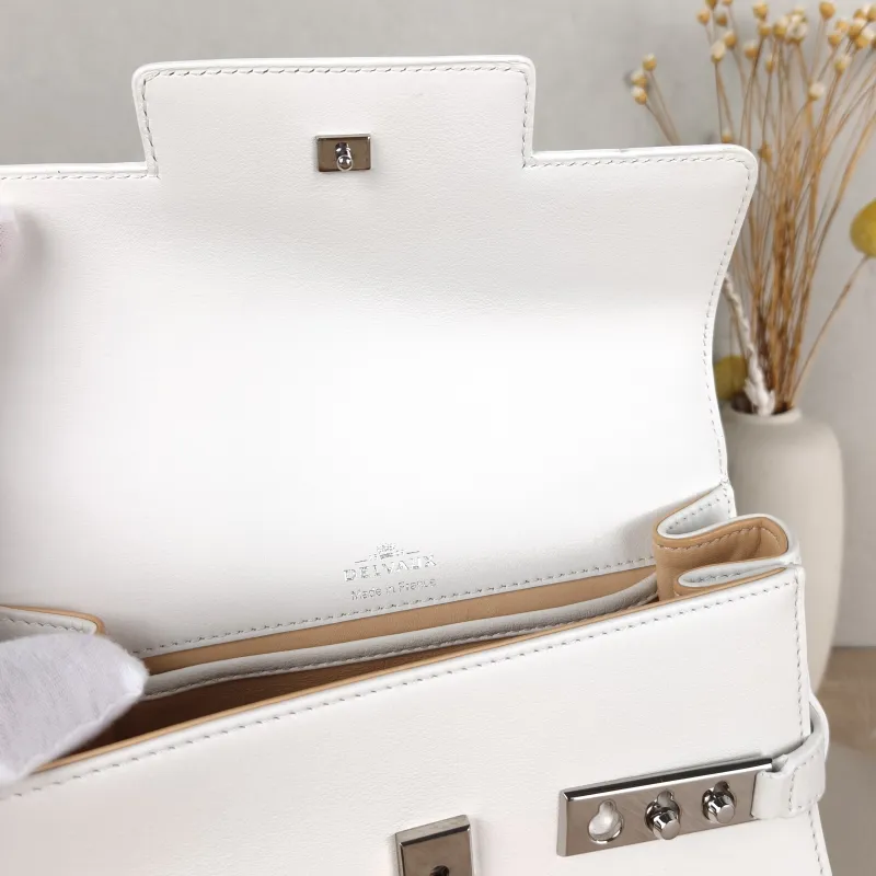 DELVAUX Top Handle Bag Tempete Top Handle Bag White Calfskin Small 21.5 × 8.5 × 19.5 cm — detail view 1 of 13