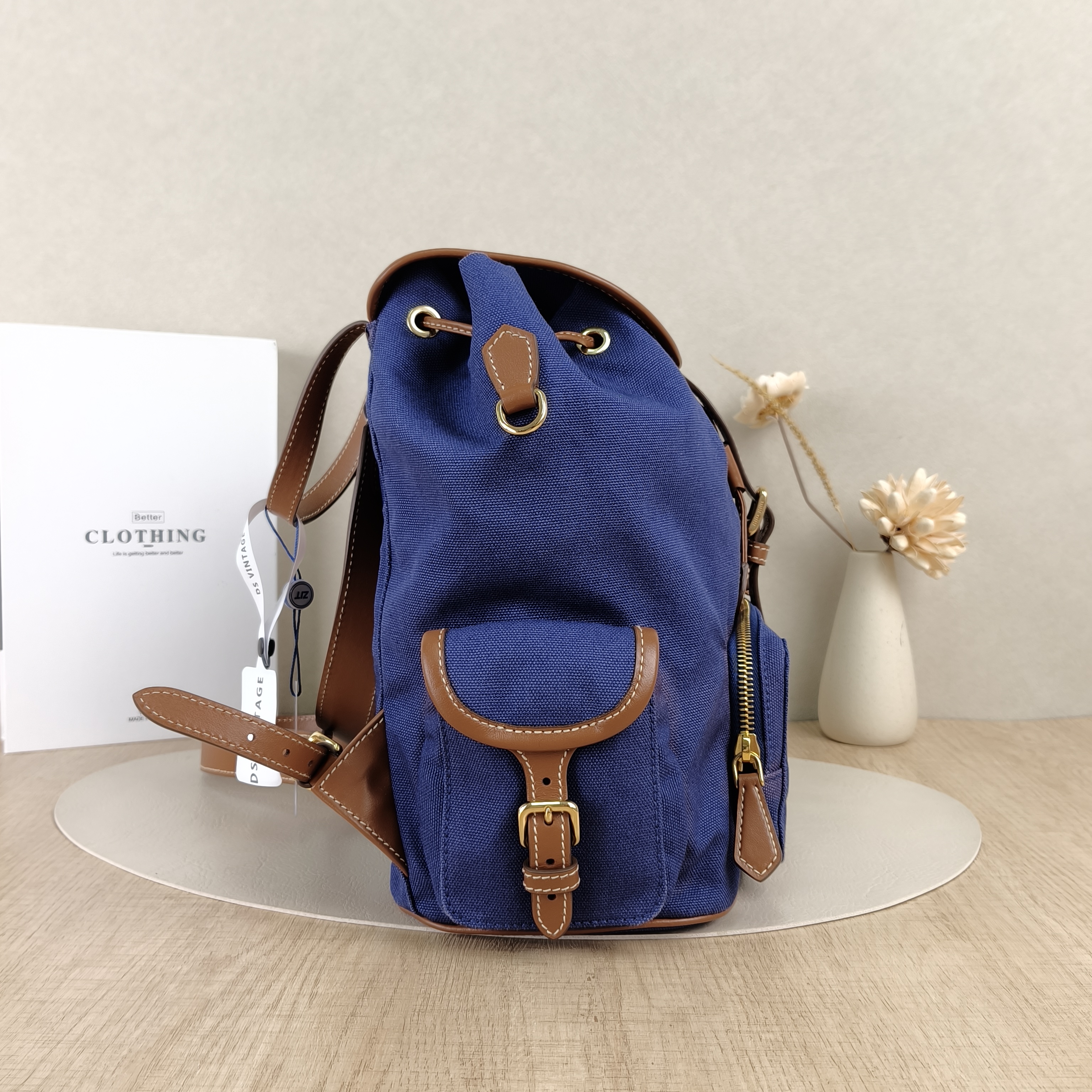 Miumiu Backpack Backpack Blue Canvas One Size25 × 13 × 24 cm — cover view 4 of 9