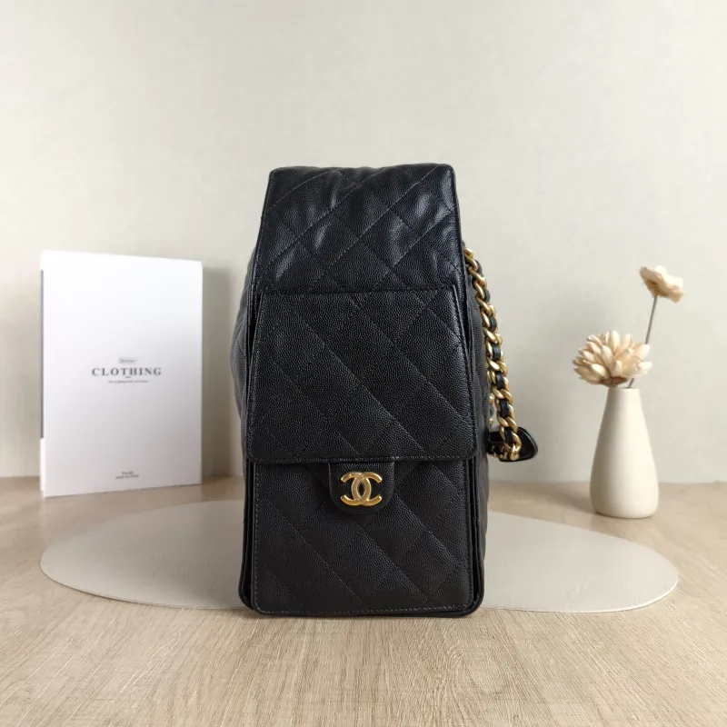 Chanel Shoulder Bag 25Bag Black Grained Calfskin Medium 30 × 15 × 40 cm — detail view 12 of 13
