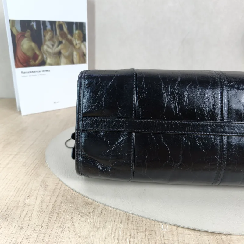 PRADA Shoulder Bag Bonnie Soft Lux Black Waxed Leather Medium 32 × 12 × 15.5 cm — detail view 11 of 13