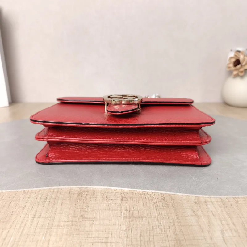 GUCCI Crossbody Bag g Collection Red Calfskin Small 20 × 9 × 16 cm — cover view 5 of 6
