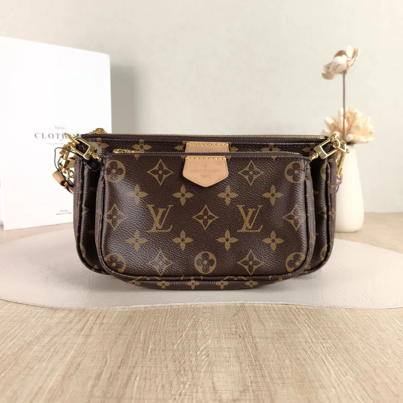 Louis Vuitton Crossbody Bag Multi Pochette Accessoires Shoulder Strap PVC Small 24 × 4 × 13.5 cm