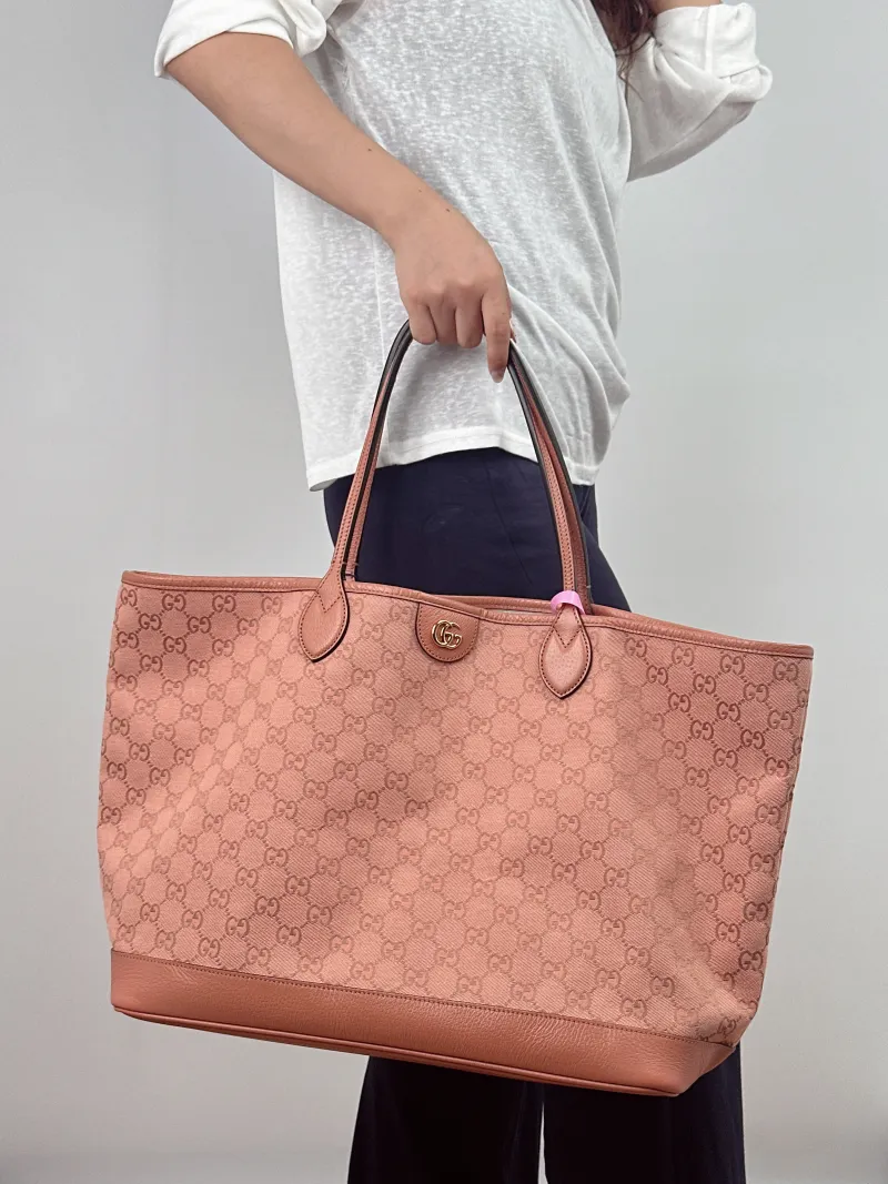 GUCCI Shoulder Bag ophidia GG Tote Bag Pink Canvas One Size 40 × 19 × 32 cm — on-model view 1 of 2