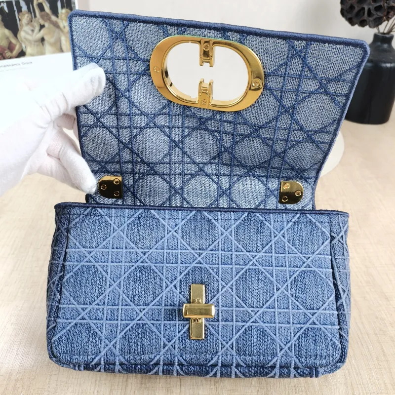 DIOR Crossbody Bag Caro Chain Bag Blue Small 20 × 7 × 13.5 cm — detail view 1 of 13