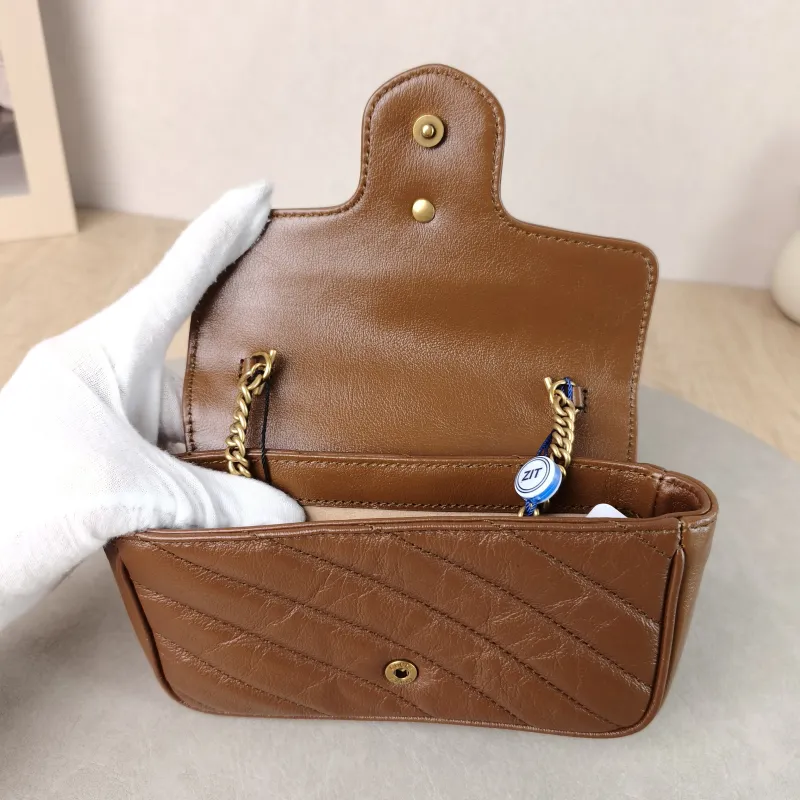 GUCCI Crossbody Bag GG Marmont Mini Marmont Mini Caramel Calfskin Mini 16.5 × 4.5 × 9.5 cm — detail view 11 of 12