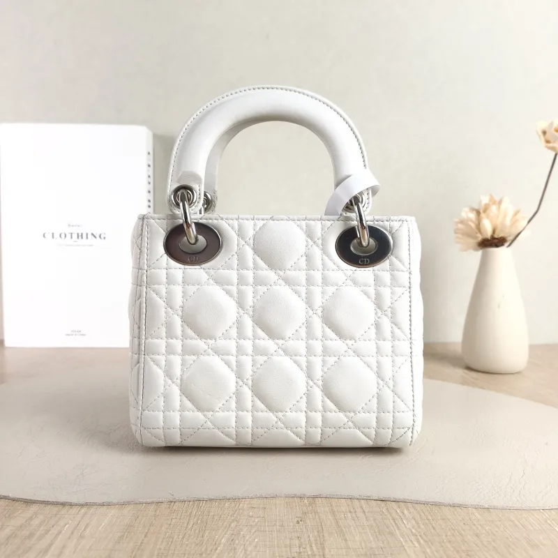 DIOR Crossbody Bag Lady Lady Dior Bag White Lambskin Mini 17 × 7 × 15 cm Conditioned — cover view 5 of 5