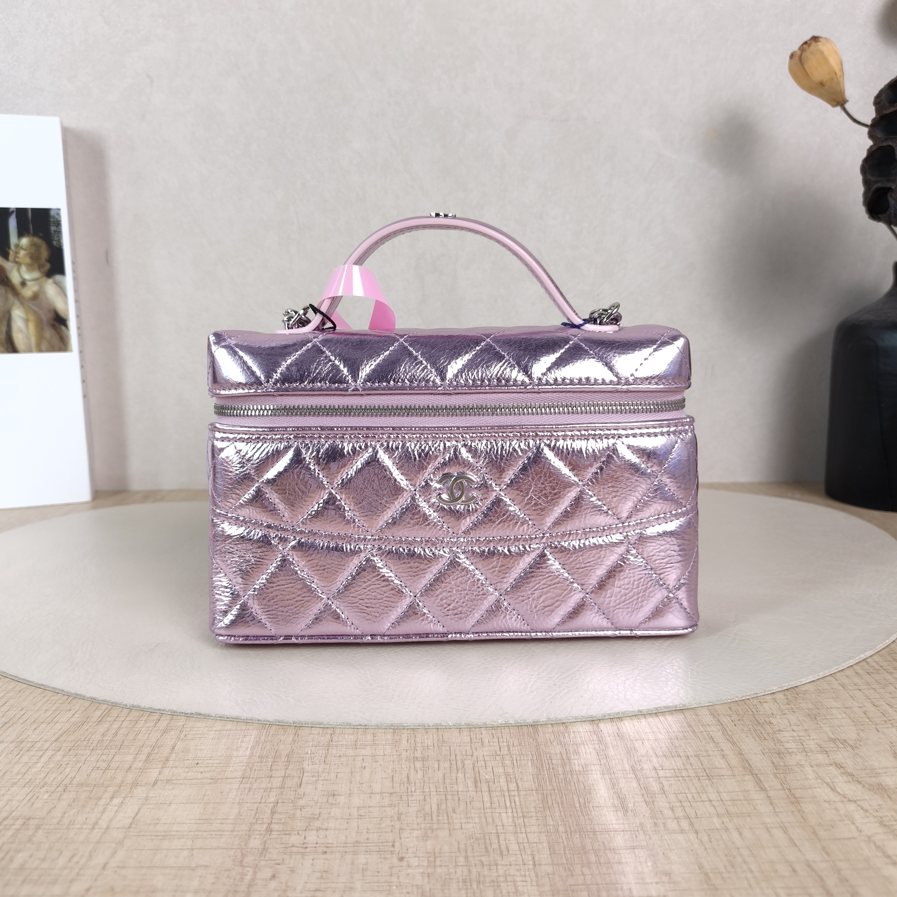 Chanel Top Handle Bag lp Waxed Leather One Size19.5 × 5 × 17 cm