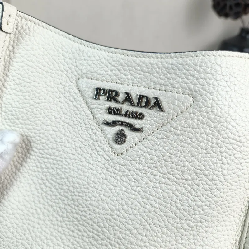 PRADA Crossbody Bag Crossbody Bag White Calfskin One Size 18 × 6.5 × 19.5 cm — detail view 10 of 11