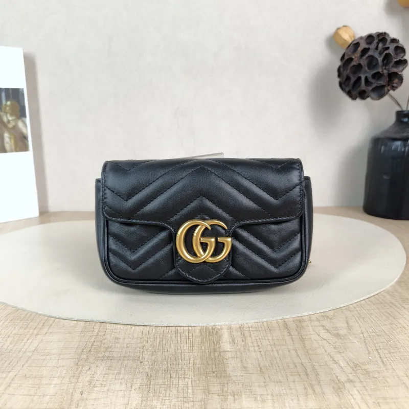 GUCCI Crossbody Bag GG Marmont Mini Marmont Mini Black Calfskin Mini 16.5 × 4.5 × 9.5 cm