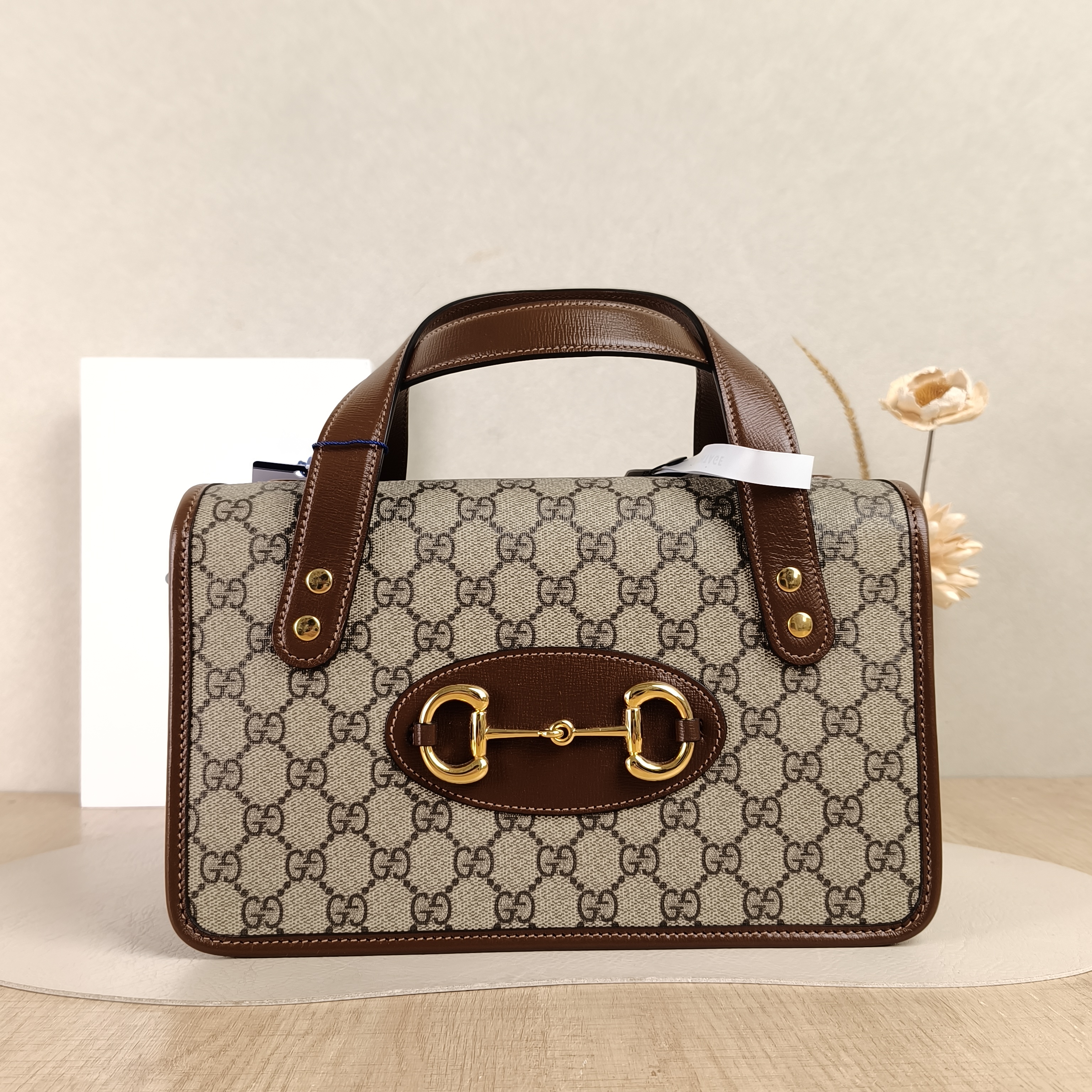 GUCCI Top Handle Bag1955Horsebit Box Bag Monogram PVC Small27.5 × 11 × 17.5 cm