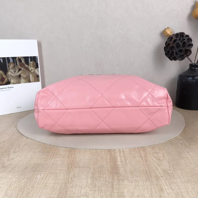 Chanel Shoulder Bag 22Bag Pink Silver-Tone Hardware Calfskin Small 35 × 7 × 37 cm — cover view 4 of 6