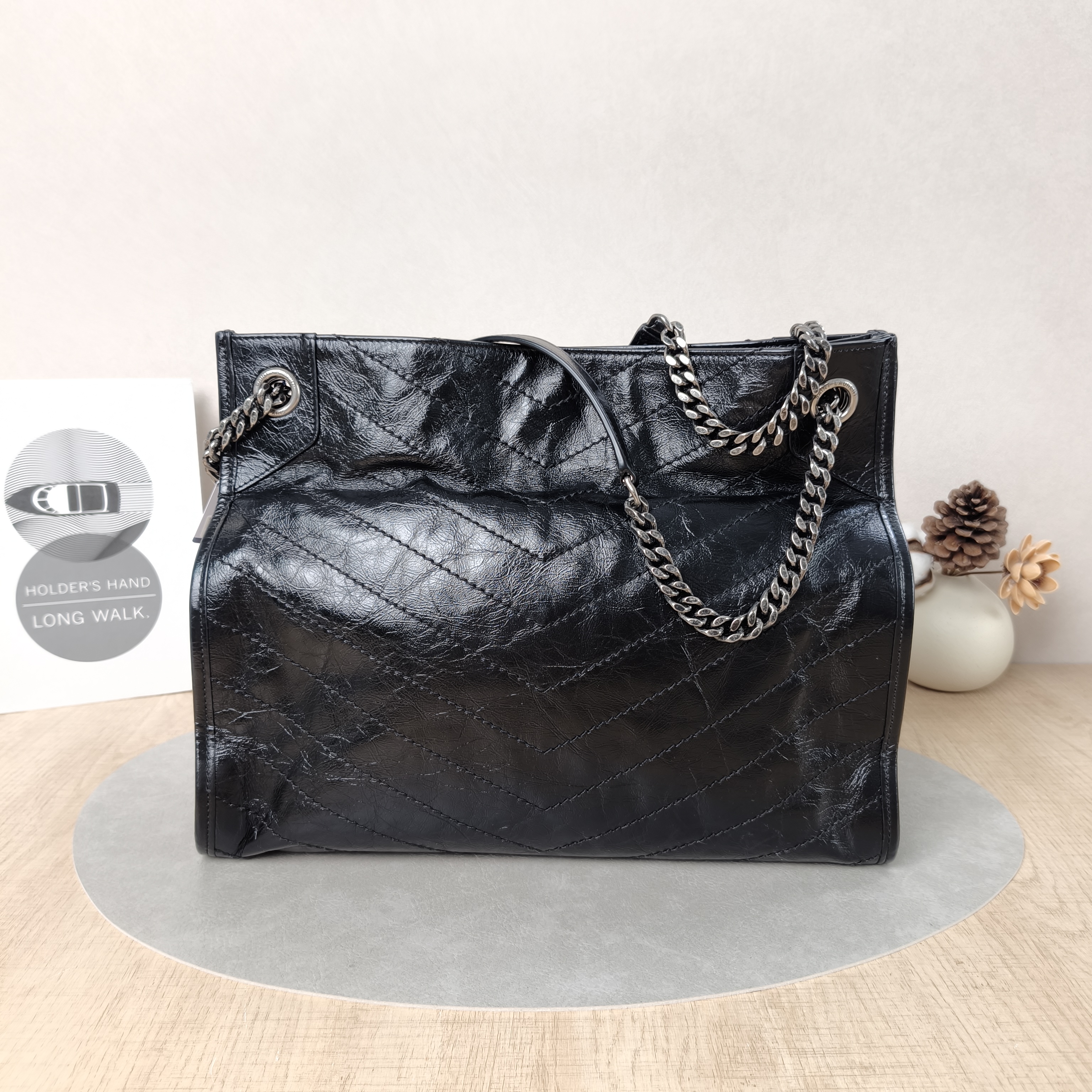 SAINT LAURENT Shoulder Bag NIKI SHOPPING Shopping Tote Black Waxed Leather Medium33 × 11.5 × 27 cm — cover view 5 of 6