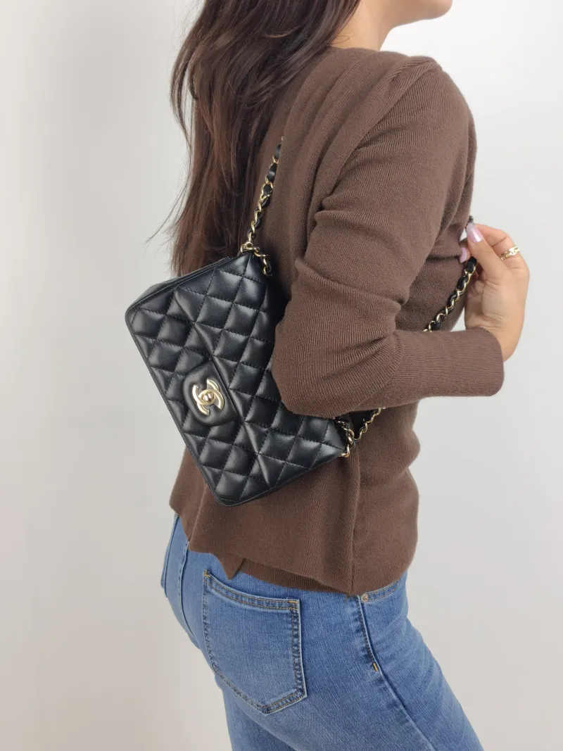 Chanel Crossbody Bag Classic Flap Large Mini CF Mini Black SL ambskin mini 20 × 6 × 12 cm — on-model view 1 of 2