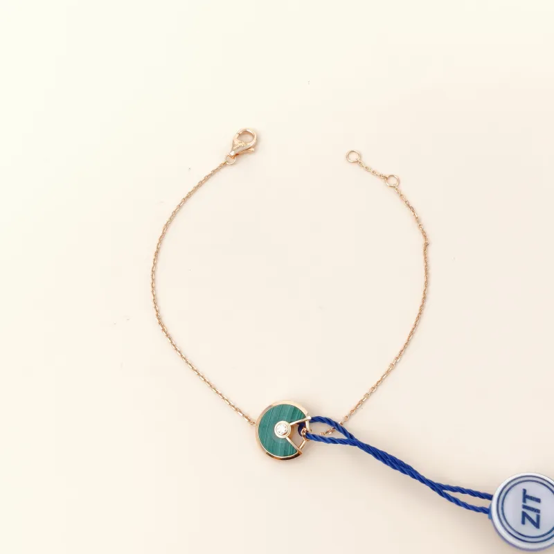 CARTIER Bracelet Amulette de Bracelet Malachite Diamond18KR ose Gold One Size 18cm