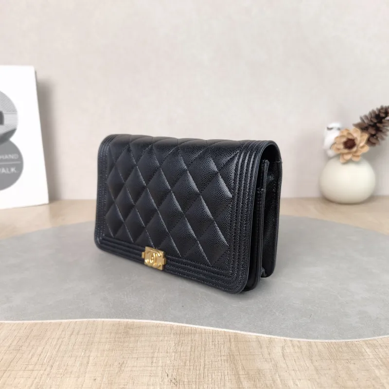 Chanel Crossbody Bag Le Boy​ WOC Black Grained Calfskin Mini 19.2 × 3.5 × 12.3 cm — cover view 5 of 6