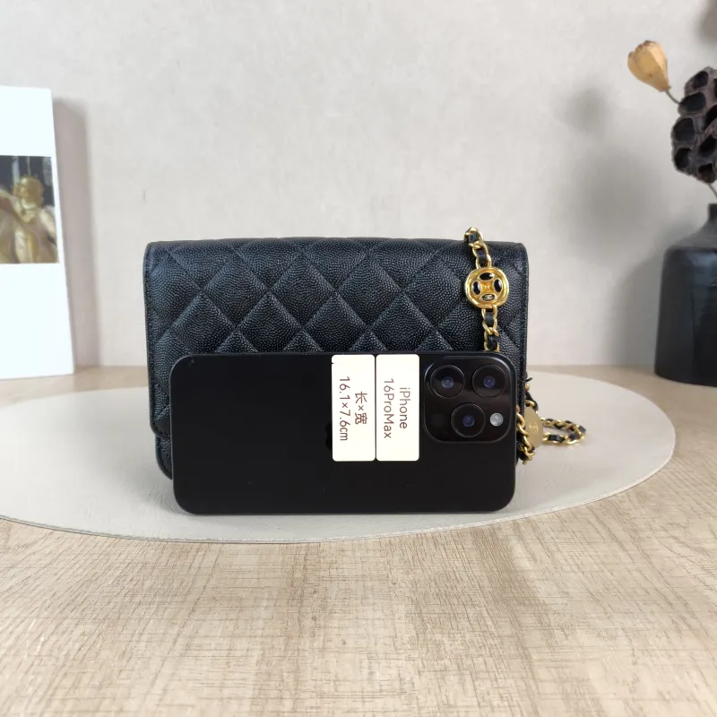 Chanel Crossbody Bag CF WOC Crossbody Bag Black Grained Calfskinmini19.2 × 3.5 × 12.3 cm — cover view 4 of 6