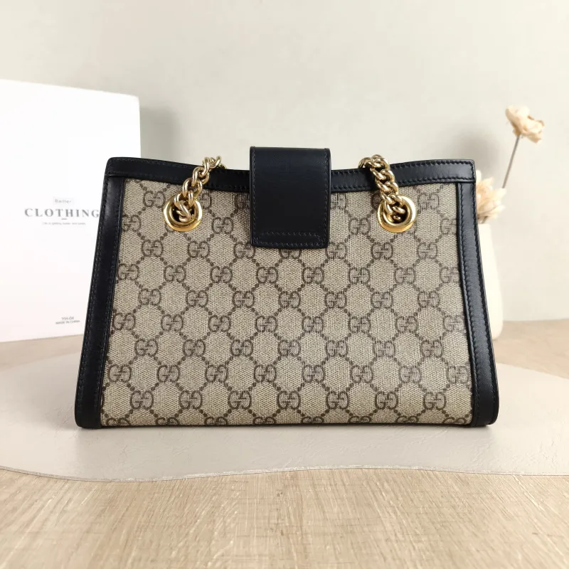 GUCCI Shoulder Bag Padlock Tote Black Monogram PVC Medium 26 × 10 × 18 cm — cover view 3 of 5