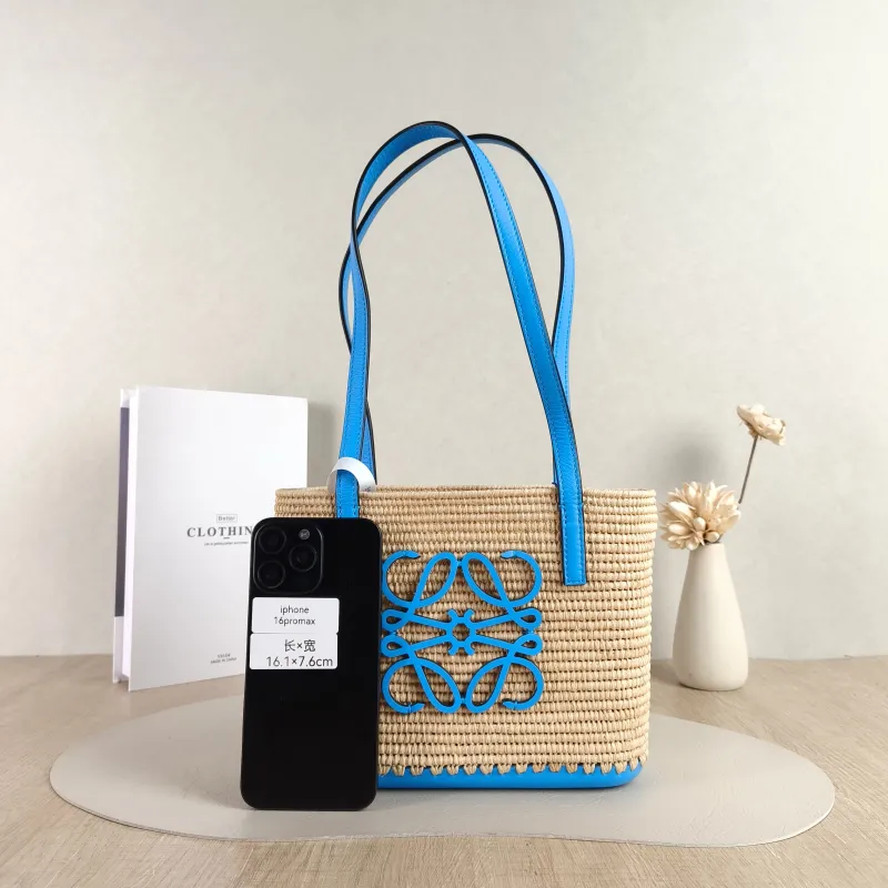 LOEWE Top Handle Bag basket anagram Blue Woven One Size 22 × 7 × 17 cm — cover view 2 of 5