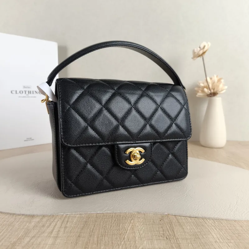 Chanel Crossbody Bag Black with Gold-Tone Hardware Grained Calfskin Small 20 × 5 × 15 cm — cover view 2 of 6