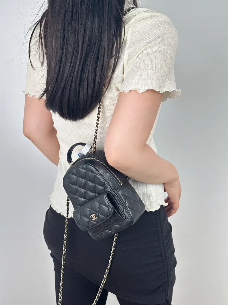 Chanel Backpack mini Backpack Collection Black Grained Calfskin One Size13 × 9 × 18 cm — on-model view 2 of 2
