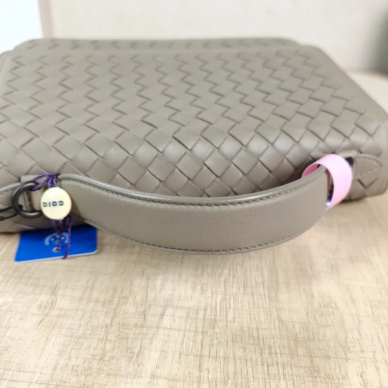Bottega Veneta Top Handle Bag Woven Top Handle Crossbody Bag Grey Calfskin One Size 23 × 7 × 17 cm — detail view 5 of 13