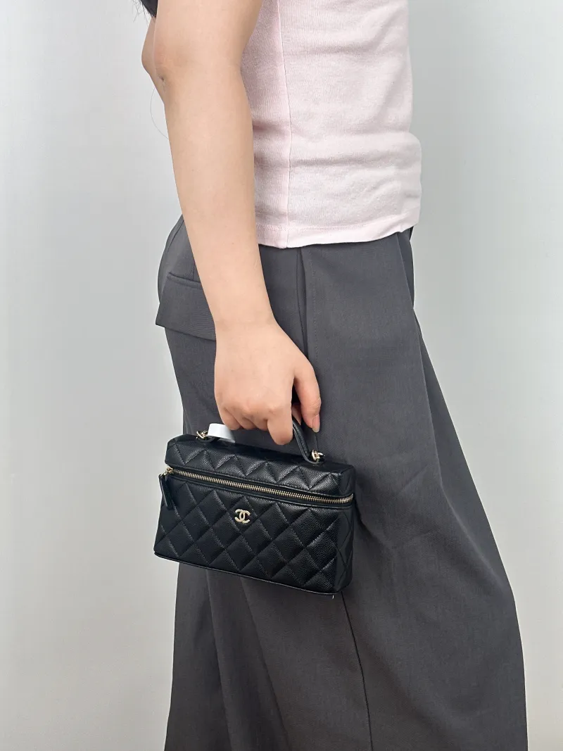 Chanel Crossbody Baglp Box Bag Top Handle Crossbody Bag Black Grained Calfskin One Size19.5 × 5 × 17 cm — on-model view 2 of 2