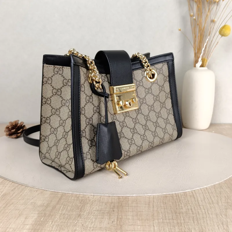 GUCCI Shoulder Bag Padlock Tote Black Monogram PVC Medium 26 × 10 × 18 cm — cover view 5 of 5