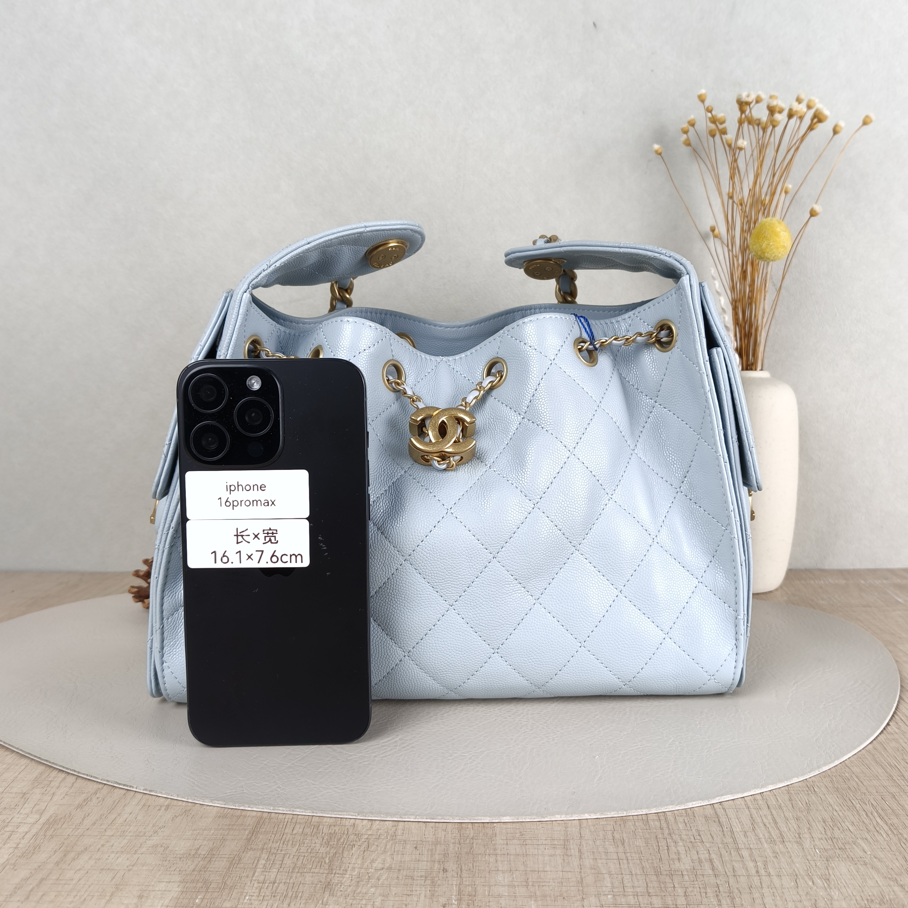 Chanel Shoulder Bag25Bag Blue Grained Calfskin Small26 × 14 × 30 cm — cover view 5 of 5