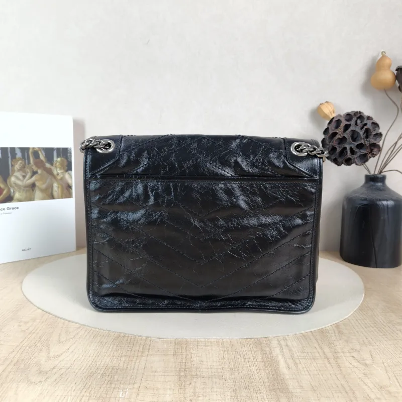 SAINT LAURENT Crossbody Bag Niki Black Waxed Leather Calfskin Medium28 × 8.5 × 20 cm — cover view 5 of 6