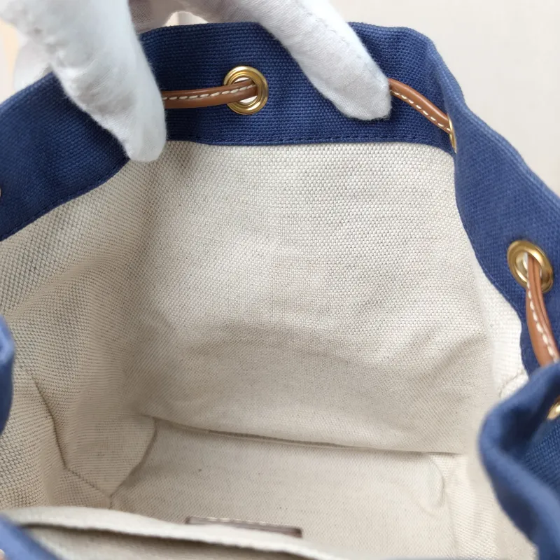 Miumiu Backpack Backpack Blue Brown Canvas Medium 18 × 11.5 × 22 cm — detail view 5 of 11