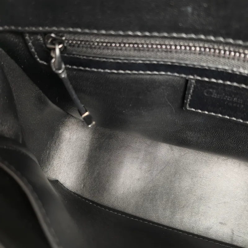 DIOR Crossbody Bag Caro Chain Bag Black Calfskin Medium 25.5 × 9 × 15.5 cm logo — detail view 6 of 12
