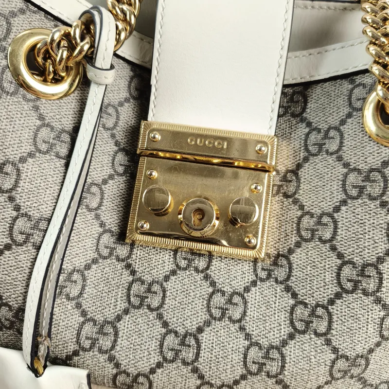 GUCCI Shoulder Bag Padlock Tote White Monogram PVC Medium 26 × 10 × 18 cm — detail view 9 of 12