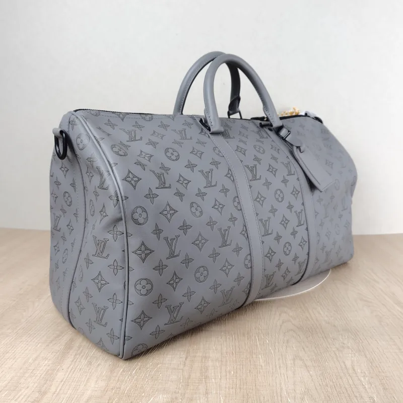 Louis Vuitton Top Handle Bag Keepall 50 Shoulder Strap Edition Grey Calfskin One Size 50 × 23 × 29 cm — cover view 3 of 5