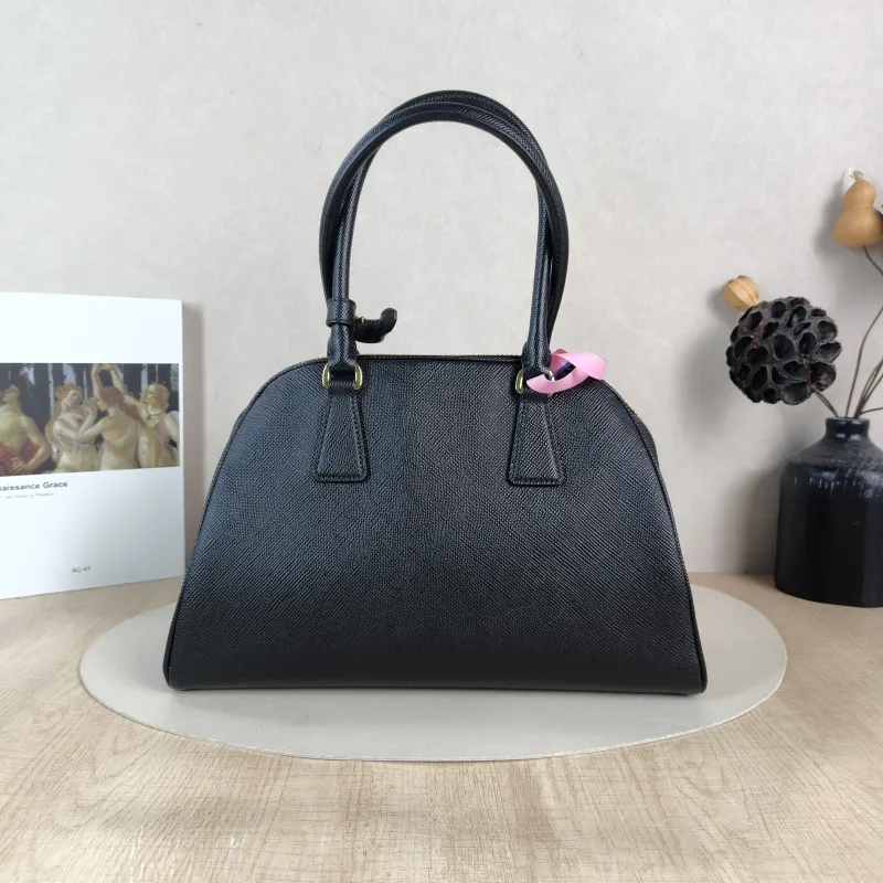 PRADA Top Handle Bag Saffiano Black Calfskin One Size 31.5 × 11 × 20 cm — cover view 3 of 6