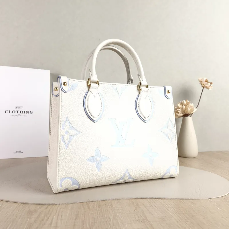 Louis Vuitton Shoulder Bag Onthego White · Blue Monogram Empreinte Embossed Calfskin Small 25 × 11.5 × 19 cm — cover view 2 of 5