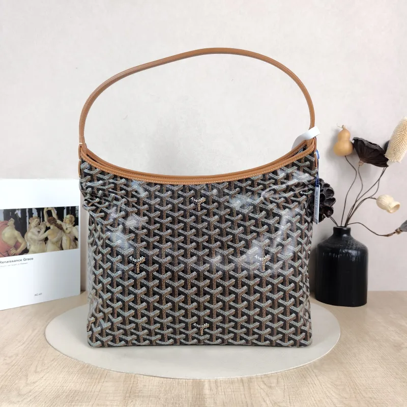 GOYARD Shoulder Bag Boheme Hobo​ Brown ine Canvas Small 43 × 14 × 27 cm