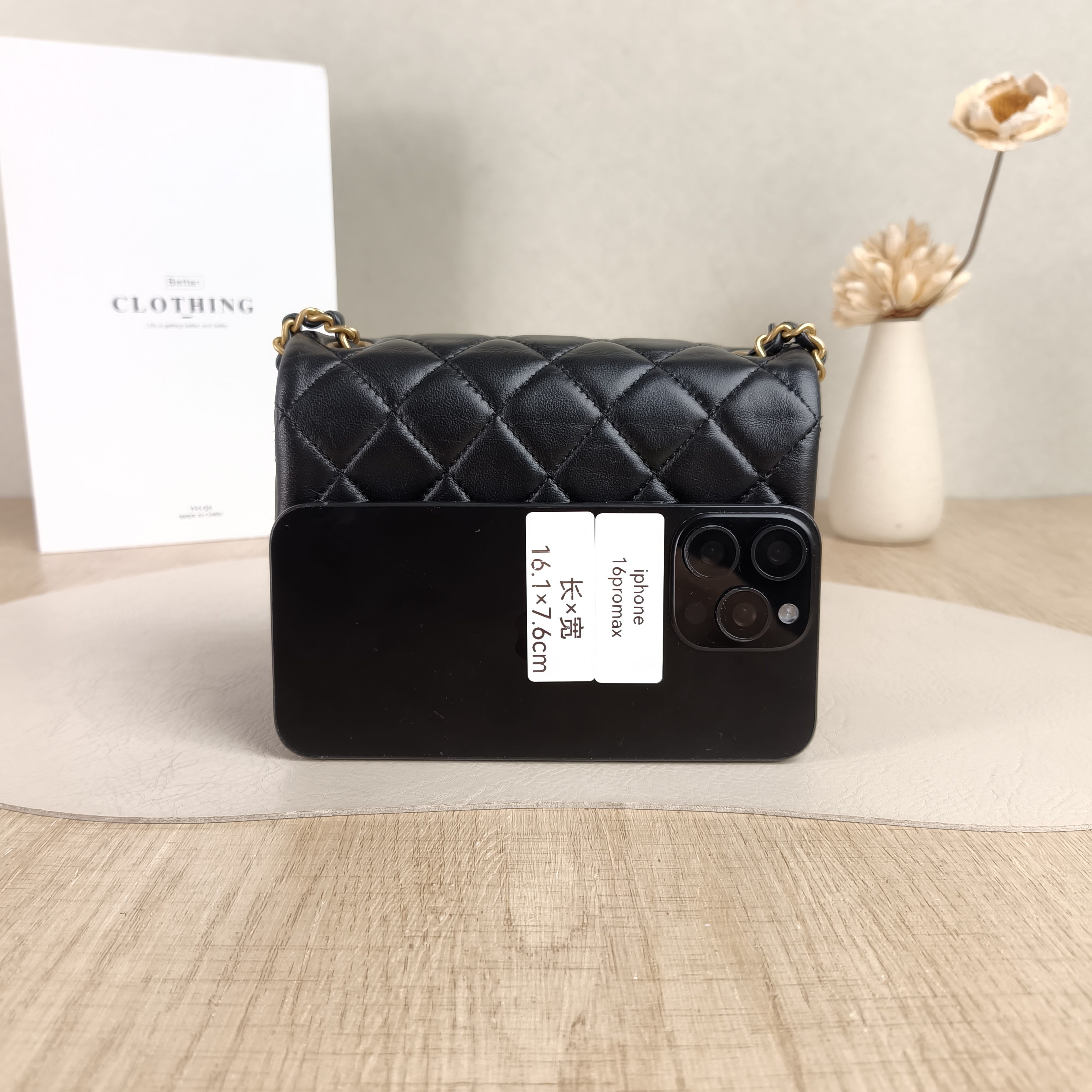 Chanel Crossbody Bag Classic Flap Mini CF Mini Black with Gold-Tone Hardware SL ambskinmini17 × 8 × 13.5 cm — cover view 4 of 5