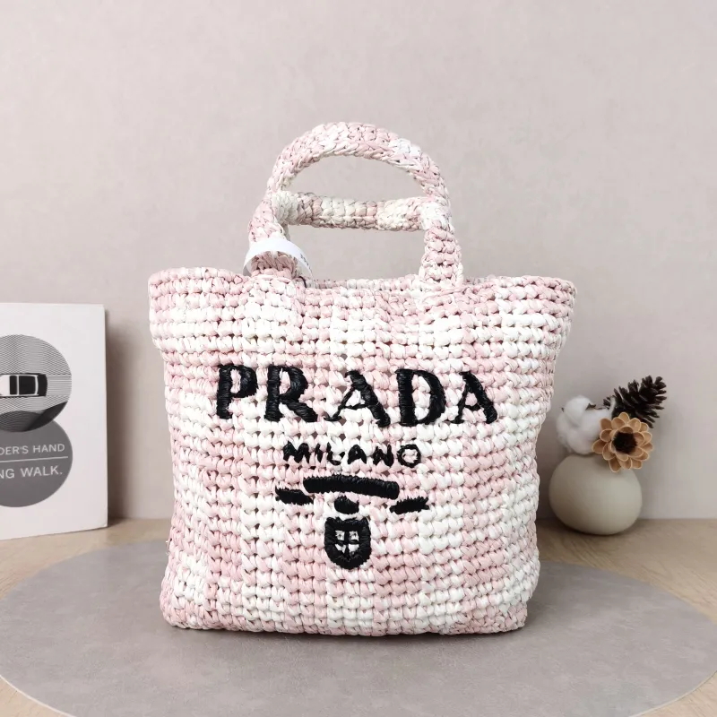 PRADA Shoulder Bag Woven White Woven One Size23 × 8 × 23 cm