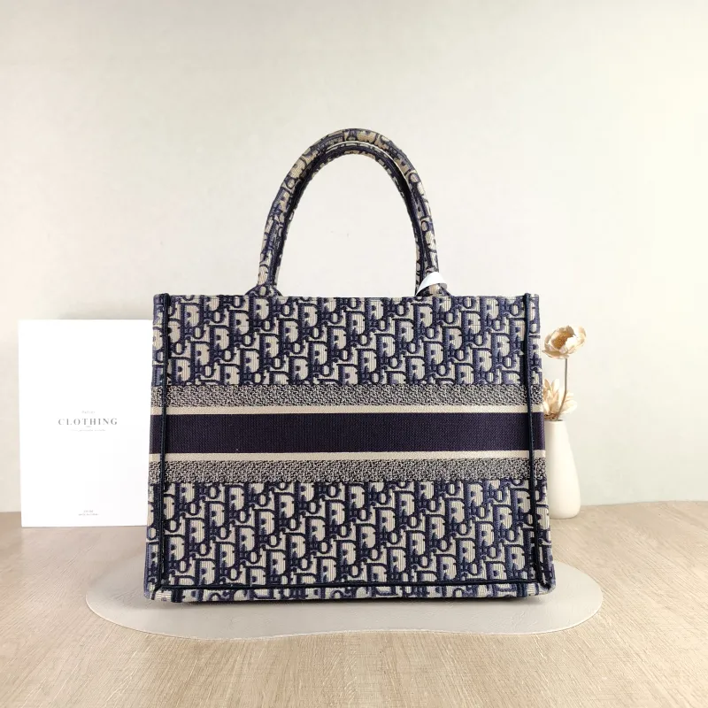 DIOR Top Handle Bag Book Tote Blue Canvas Medium 36 × 16.5 × 27.5 cm — cover view 3 of 4