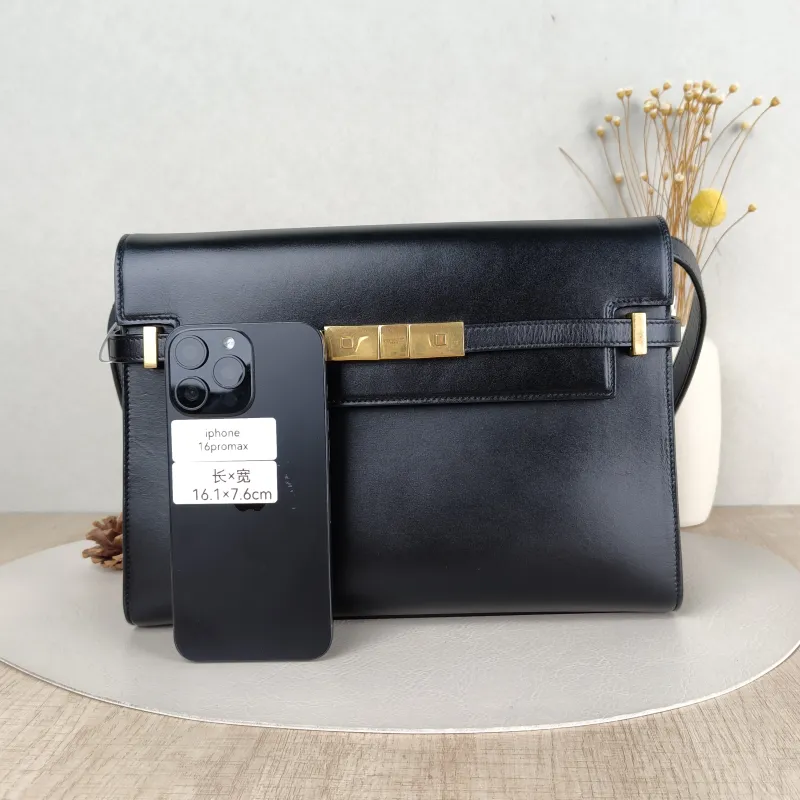 SAINT LAURENT Shoulder Bag MANHATTAN Black Calfskin Medium29 × 20 × 7 cm,5 — cover view 3 of 5