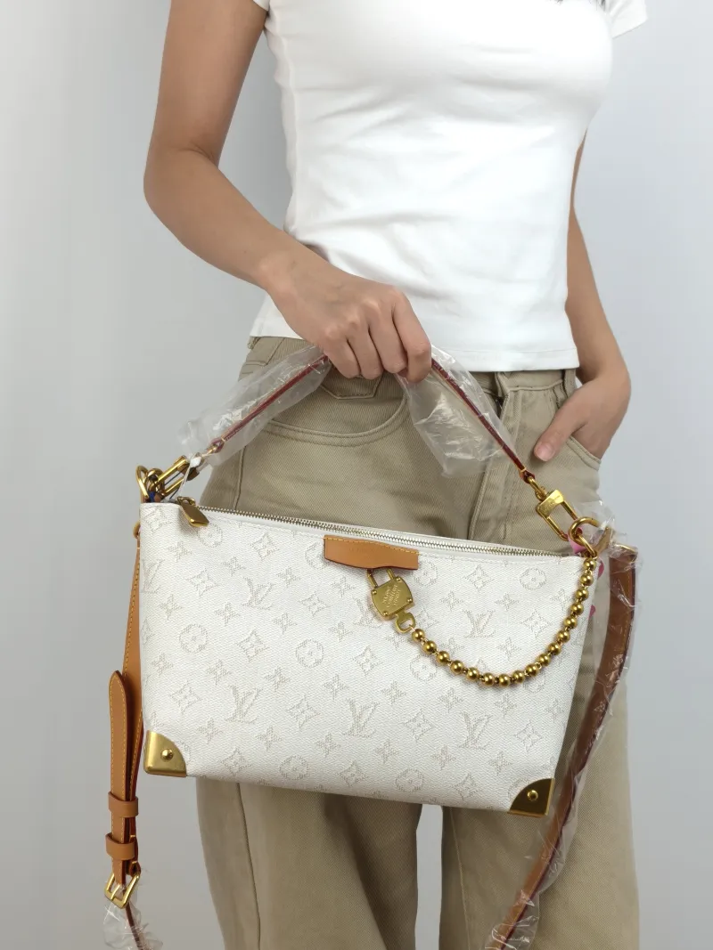 Louis Vuitton Crossbody Bag Bobo Trunk White PVC One Size 32 × 9.5 × 19 cm — on-model view 3 of 3